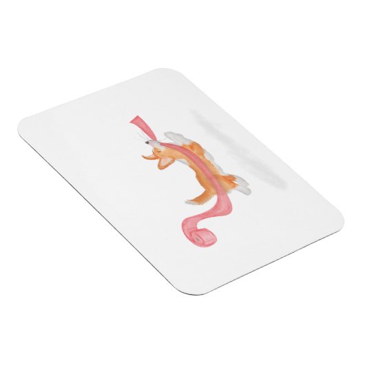 Cute corgi puppy stealing toilet roll magnet マグネット (右側)