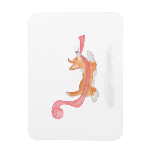 Cute corgi puppy stealing toilet roll magnet マグネット (縦)