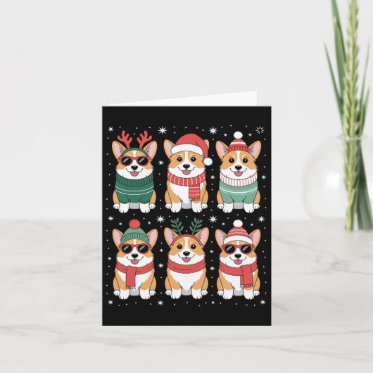 Cute Corgi Santa Hat Christmas  カード (正面)