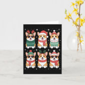 Cute Corgi Santa Hat Christmas  カード (黄色い花)