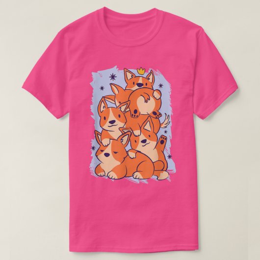 Cute Corgi Stack Cartoon Dog Pet Adorable Tシャツ (デザイン正面)