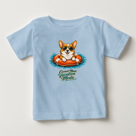 Cute Corgi Summer Vacation Mode T-Shirt ベビーTシャツ (正面)