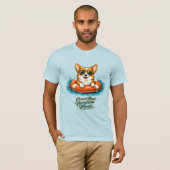 Cute Corgi Summer Vacation Mode T-Shirt Tシャツ (正面フル)