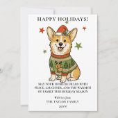 Cute Corgi Ugly Reindeer Sweater Christmas シーズンカード (正面)
