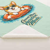 Cute Corgi Vacation Mode Illustration - Summer Bea シェルパブランケット (3/4)