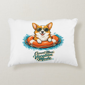 Cute Corgi "Vacation Mode" Summer Design アクセントクッション