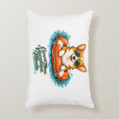 Cute Corgi "Vacation Mode" Summer Design アクセントクッション (正面(垂直))