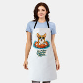 Cute Corgi "Vacation Mode" Summer Design エプロン (着用した状態)