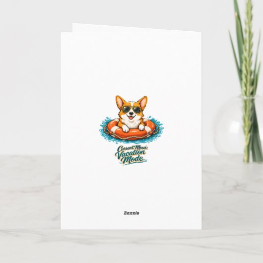 Cute Corgi "Vacation Mode" Summer Design カード (裏面)
