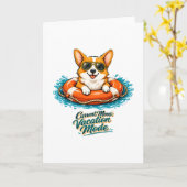 Cute Corgi "Vacation Mode" Summer Design カード (黄色い花)
