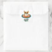 Cute Corgi "Vacation Mode" Summer Design スクエアシール (バッグ)