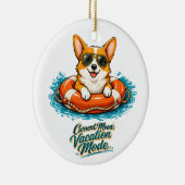 Cute Corgi "Vacation Mode" Summer Design セラミックオーナメント (右)