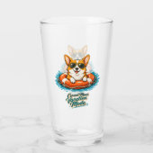 Cute Corgi "Vacation Mode" Summer Design タンブラーグラス (裏面)
