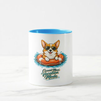 Cute Corgi "Vacation Mode" Summer Design マグカップ