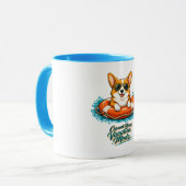 Cute Corgi "Vacation Mode" Summer Design マグカップ (正面左)