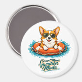 Cute Corgi "Vacation Mode" Summer Design マグネット (正面/裏面)