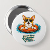 Cute Corgi "Vacation Mode" Summer Design 缶バッジ (正面&裏面)