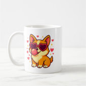Cute Corgi Valentine Puppy With Heart Sungles  コーヒーマグカップ (左)