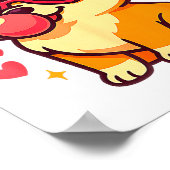 Cute Corgi Valentine Puppy With Heart Sungles  ポスター (角)