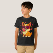 Cute Corgi Valentine Puppy With Heart Sungles Tシャツ (正面フル)