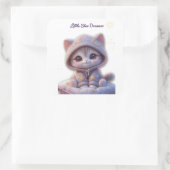Cute Cosmic Cat Sticker スクエアシール (バッグ)
