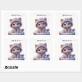 Cute Cosmic Cat Sticker スクエアシール (シート)