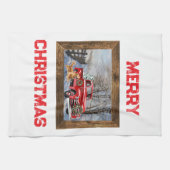 Cute Country Christmas Holiday Farm Kitchen Towel キッチンタオル (横)