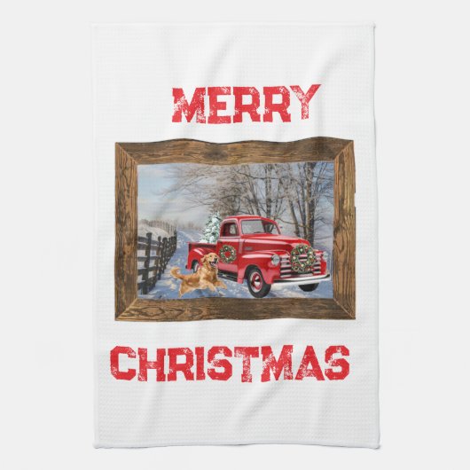 Cute Country Christmas Holiday Farm Kitchen Towel キッチンタオル (縦)