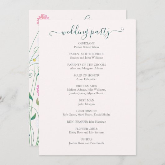 Cute Country Daisies Wedding Program プログラム (正面/裏面)