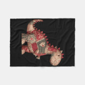 Cute Country Dinosaur Patchwork Hearts Valentine  フリースブランケット (正面(横))