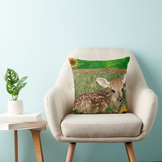 Cute Country Living Deer Throw Pillow クッション (椅子)