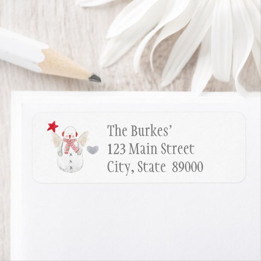 Cute Country Snowman Christmas Return Labels ラベル (インサイチュ)