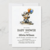 Cute Country Teddy Bear Baby Shower Invitation 招待状 (正面)