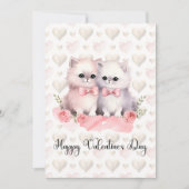 Cute Couple Cats Happy Valentines Day シーズンカード (正面)
