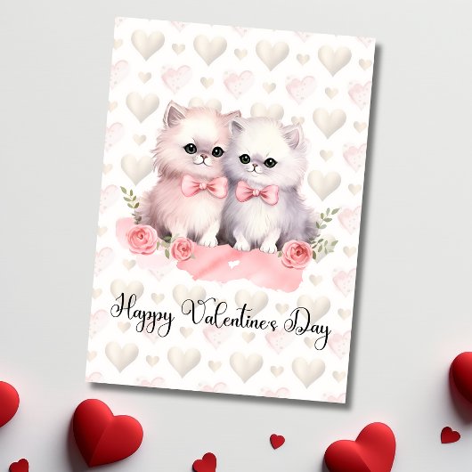 Cute Couple Cats Happy Valentines Day シーズンカード