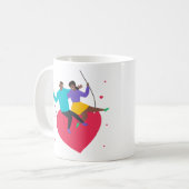 Cute Couple Heart Illustration Romantic Gift コーヒーマグカップ (正面左)
