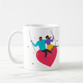 Cute Couple Heart Illustration Romantic Gift コーヒーマグカップ (左)