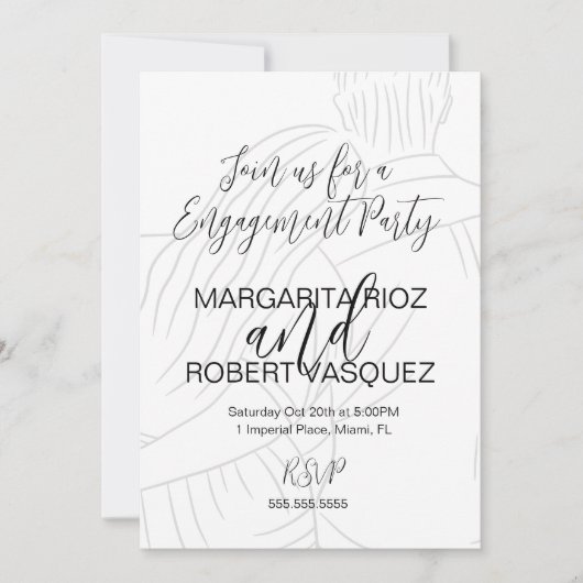 Cute Couple Hugging Script Engagement Party 招待状 (正面)