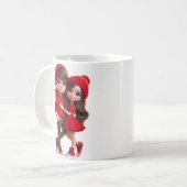 Cute Couple in Red – Romantic Love Mug  コーヒーマグカップ (正面左)