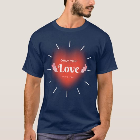 Cute Couple Love Heart Tee Tシャツ (正面)