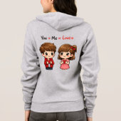 Cute Couple Love Hoodie – You + Me = Love Romantic パーカ (裏面)