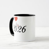 Cute Couple Love Mug – Romantic Cartoon Heart Desi マグカップ (正面左)