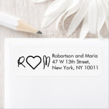 Cute Couple Monogram Heart Return Address