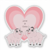 Cute couple of pink piggy シール (正面)