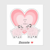 Cute couple of pink piggy シール (シート)