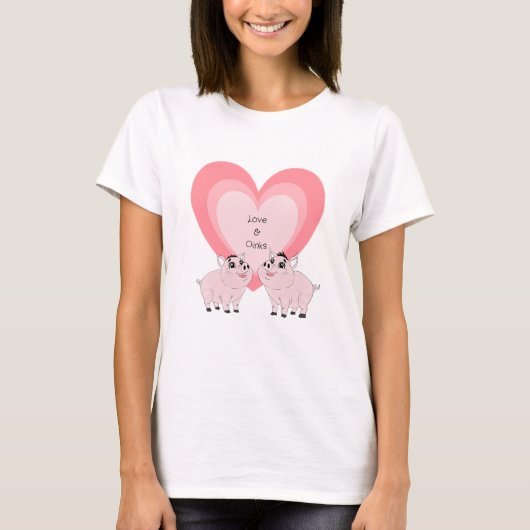 Cute couple of pink piggy tシャツ (正面)