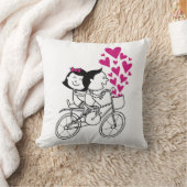 Cute Couple on Bicycle – Romantic Illustration Des クッション (ブランケット)