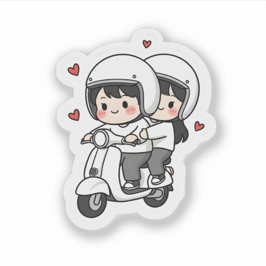 Cute Couple Scooter Trip | Romantic Travel Love  シール (正面)