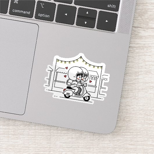 Cute Couple Scooter Trip | Romantic Travel Love シール (詳細)