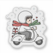 Cute Couple Scooter Trip | Romantic Travel Love シール (正面)